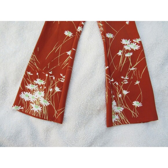 Urban Outfitters UO Dalila Flare Pants Womens S Low Rise Y2K Orange Floral Print - Picture 5 of 15